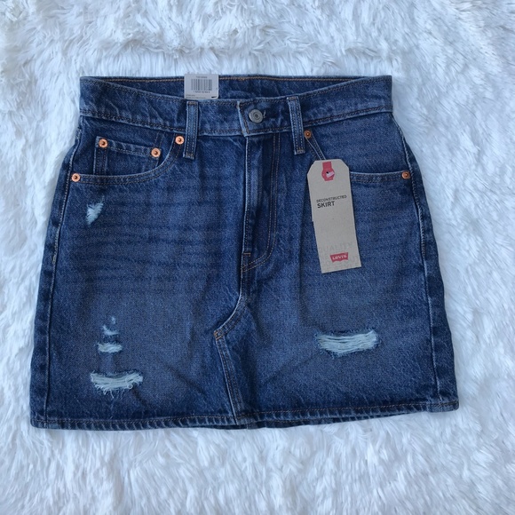 Levi’s Distressed Denim Mini Skirt - Picture 1 of 9